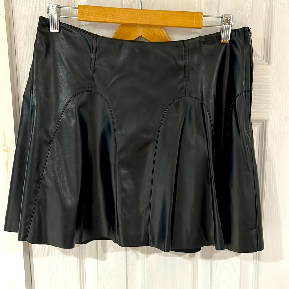 Faux leather black mini skirt
